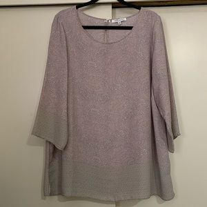 Rose + Olive Sheer Geometric Swirl Design Blouse